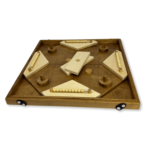 Деревянная игра «Аэрохоккей на 4-х игроков и Магнитные шарики» 2 в 1 М