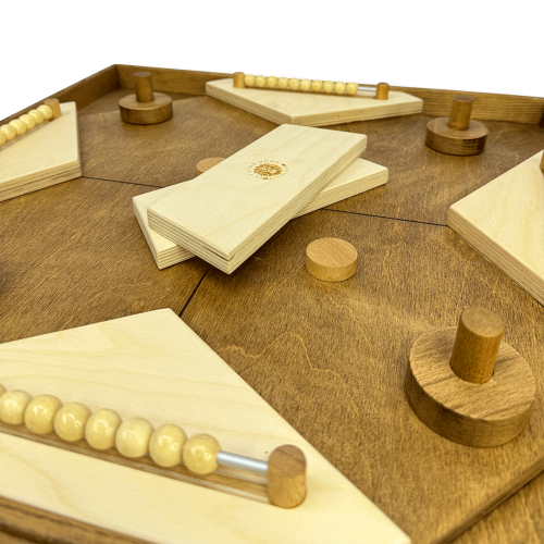 Деревянная игра «Аэрохоккей на 4-х игроков и Магнитные шарики» 2 в 1 М