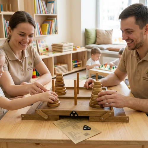Настольная игра из дерева «Ханойские башни» M