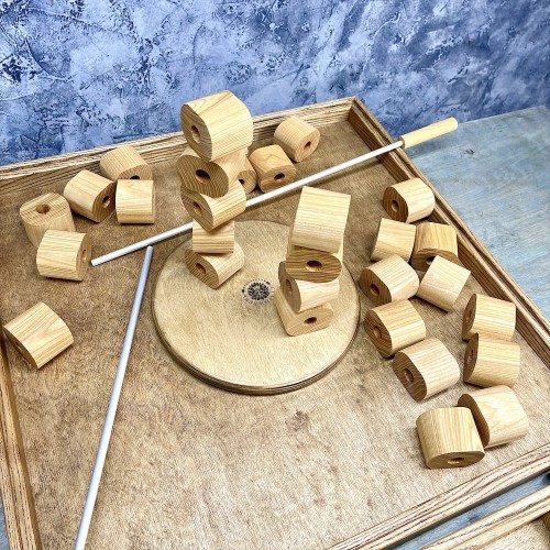 Настольная игра из дерева «Башня из колец и Закрой коробку » 2 в 1