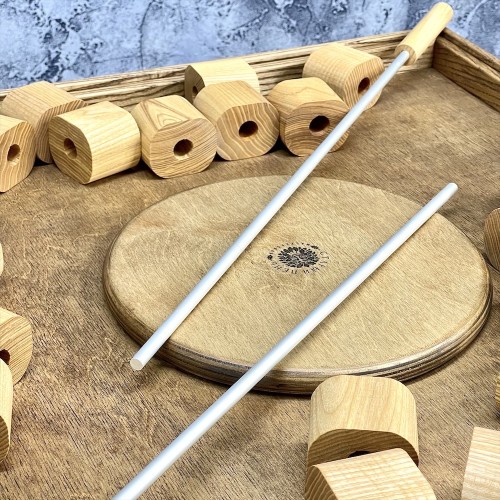 Настольная игра из дерева «Башня из колец и Закрой коробку » 2 в 1