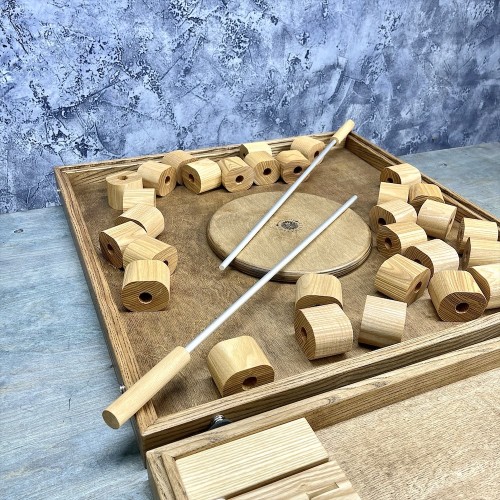 Настольная игра из дерева «Башня из колец и Закрой коробку » 2 в 1