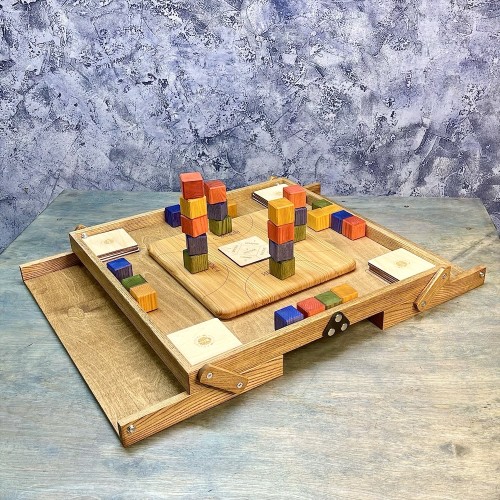 Настольная игра из дерева «Цветные кубики» Премиум М