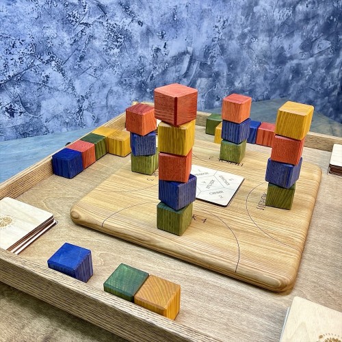 Настольная игра из дерева «Цветные кубики» Премиум М