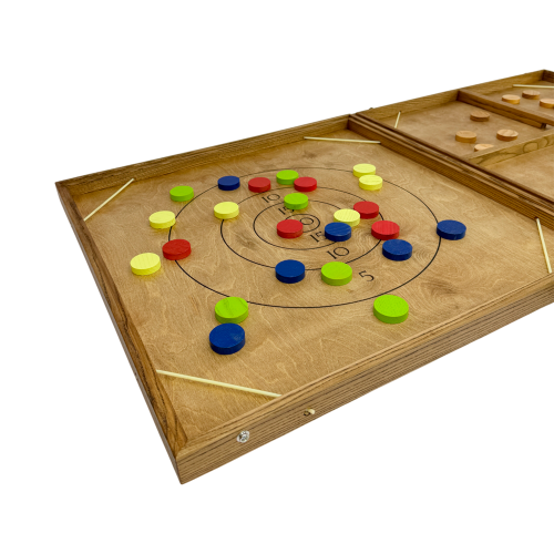 Деревянная игра «Эластик и Стрельба по мишени» на 4-х игроков 2 в 1