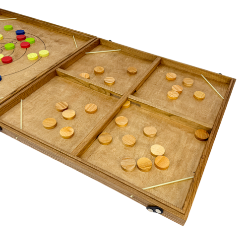 Деревянная игра «Эластик и Стрельба по мишени» на 4-х игроков 2 в 1