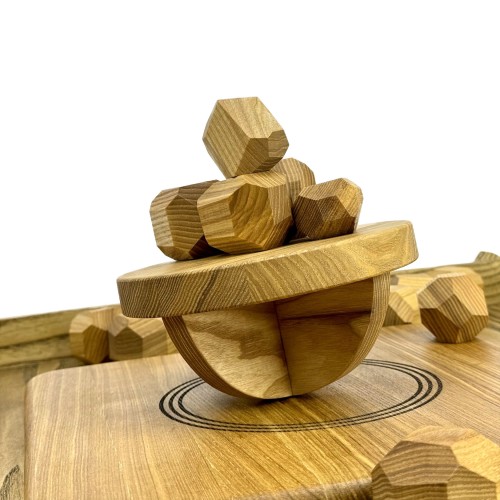 Деревянная игра «Балансирующая Полусфера» с камнями Премиум M 