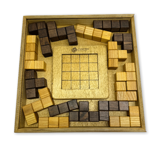 Деревянная головоломка «Тетрис 3D куб» в пенале Лайт